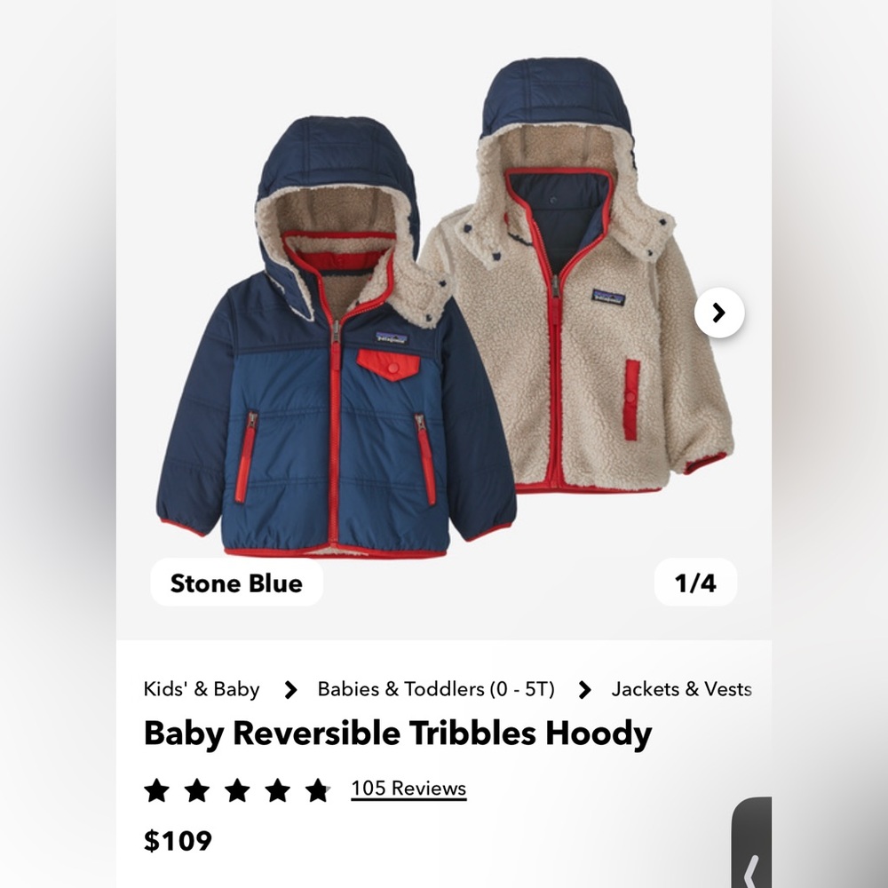 Patagonia reversible tribbles hoodie